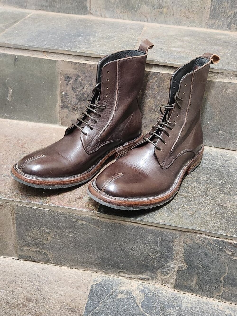 MOMA Men's Hand-made Italian Calfskin Lace-up Boots, Brown Size 9 (Eu 42 1/2)